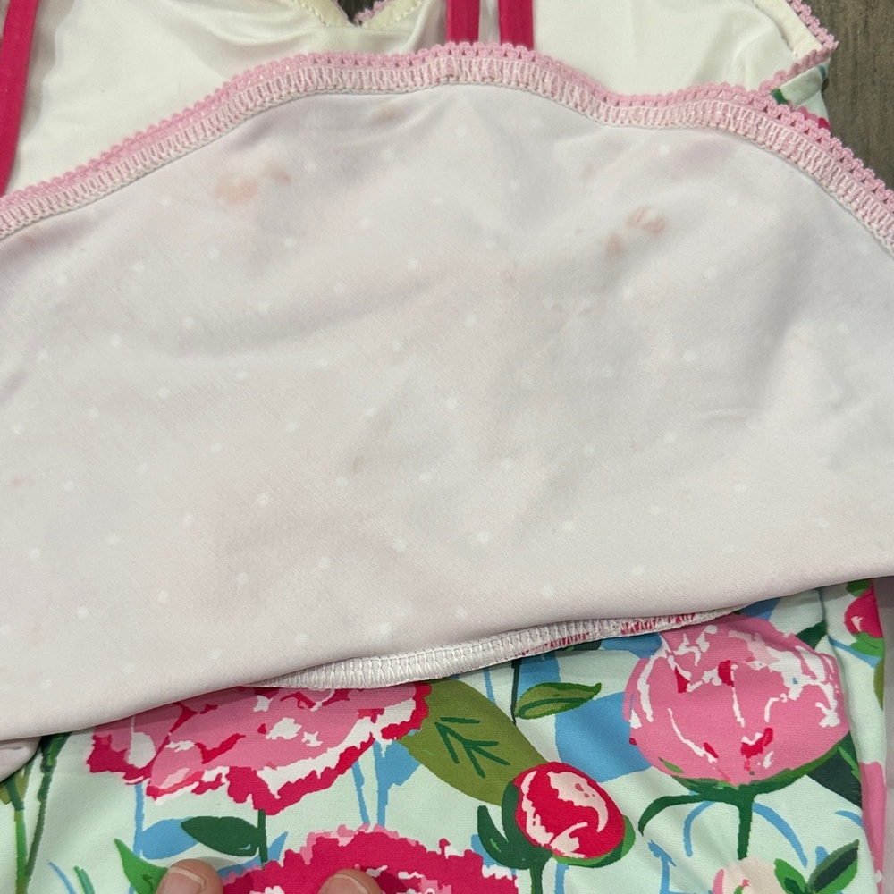 SweetHoney Floral & Hot Pink Ruffle One-Piece Swimsuit - Picture 3 of 4
